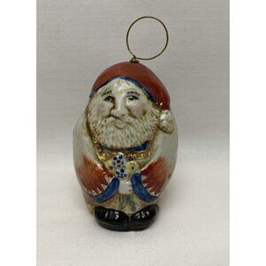 Vintage Salamander Pottery Bell Santa Christmas Ornament Folk Art 1982
